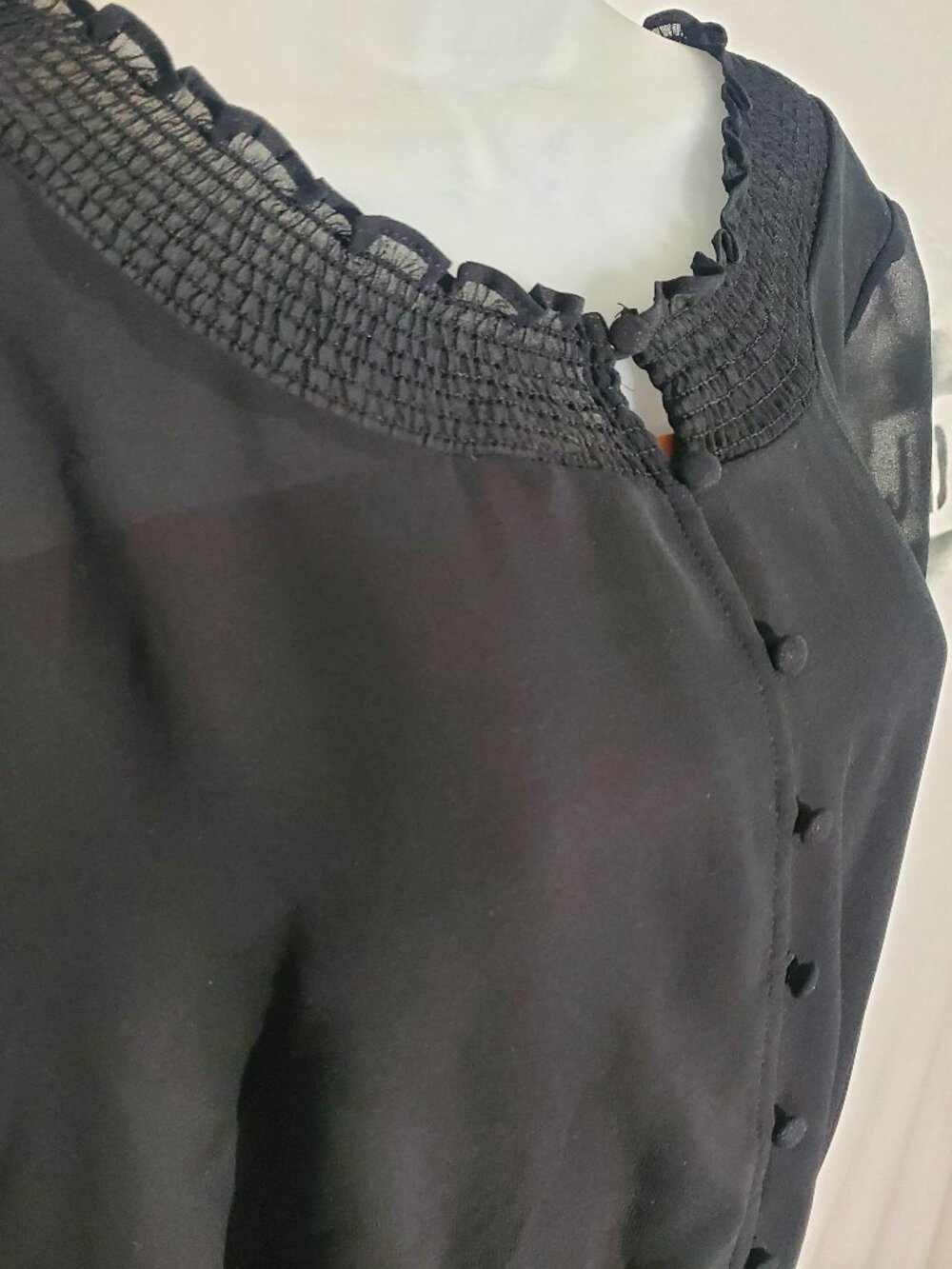 7 For All Mankind Sheer Black Blouse Sz M